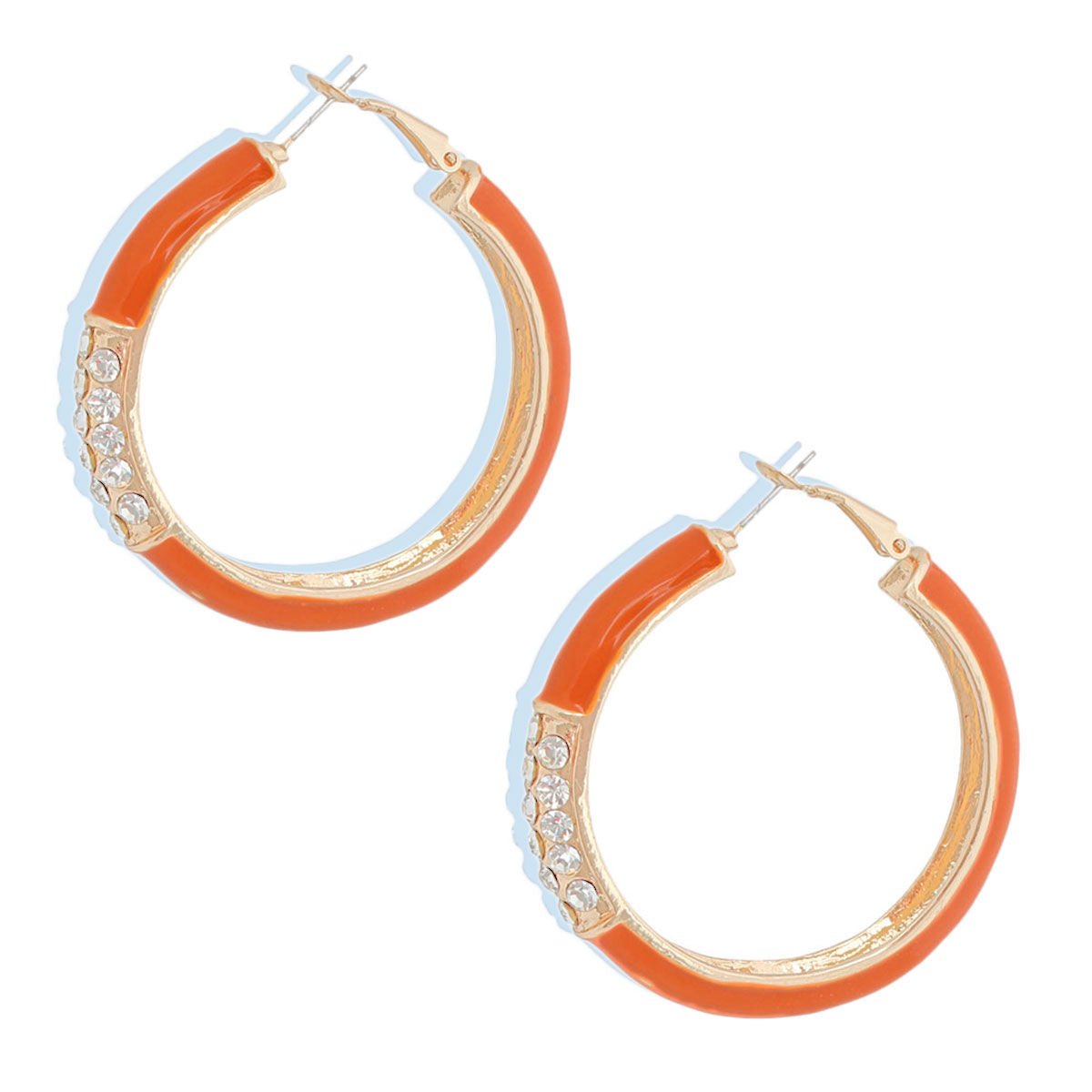 Orange and Gold Rhinestone Hoops - Cowgirltops.com