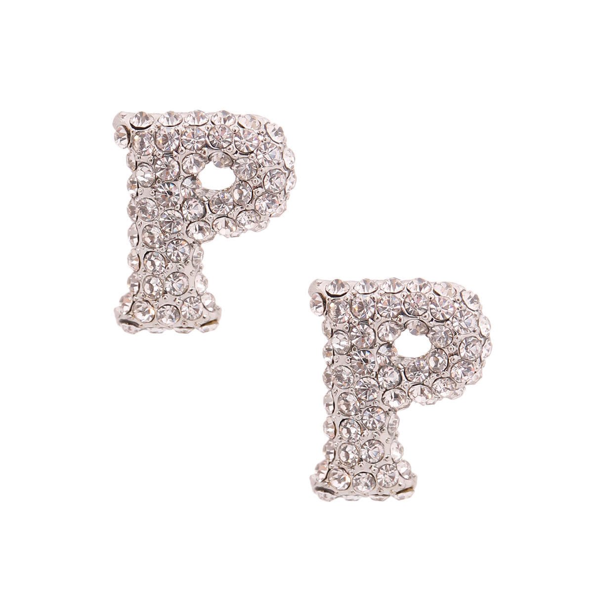 P Rhinestone Silver Studs - Cowgirltops.com