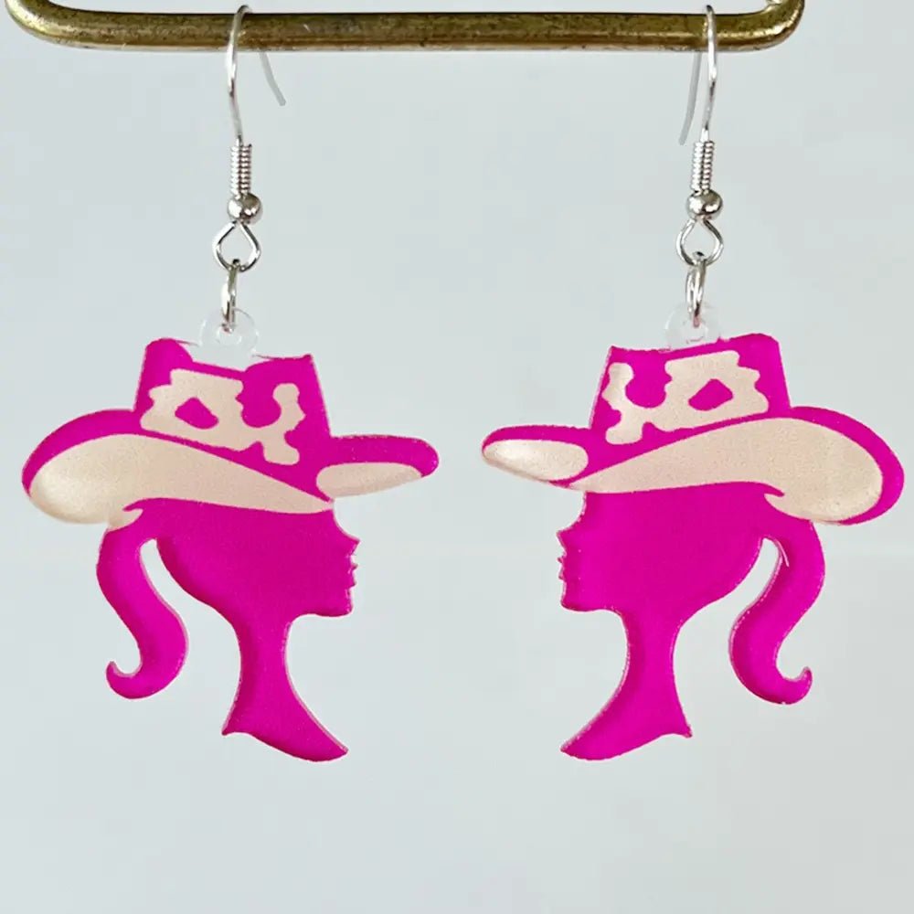 Pink Cowboy Disco Earrings – Retro Western Statement Jewellery - Cowgirltops.com