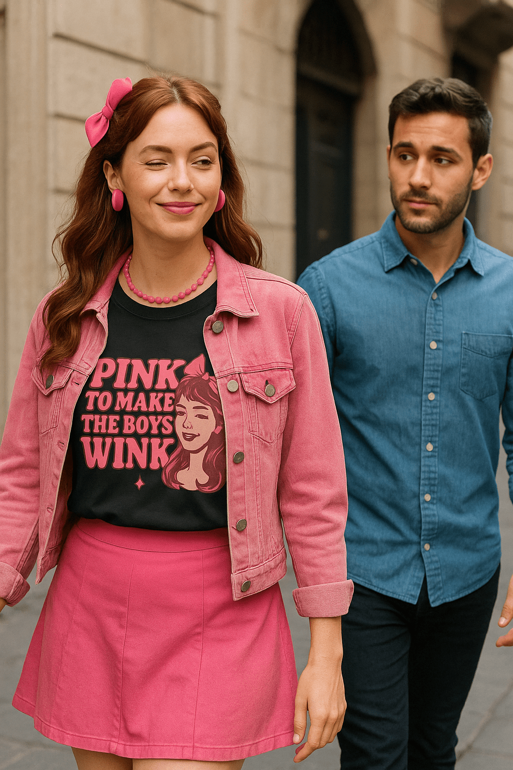 Pink to Make the Boys Wink T-Shirt, Cute Graphic Tee, Casual Wear, [...] - Cowgirltops.com