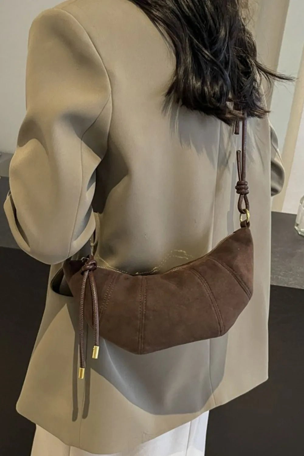 PU Leather Strap Suede Shoulder Bag - Cowgirltops.com