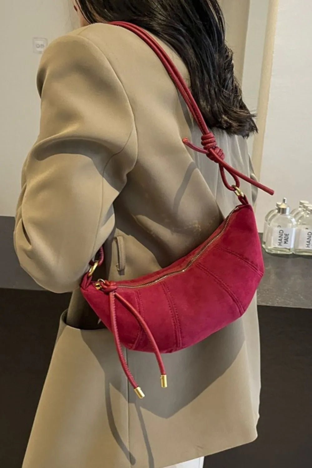 PU Leather Strap Suede Shoulder Bag - Cowgirltops.com