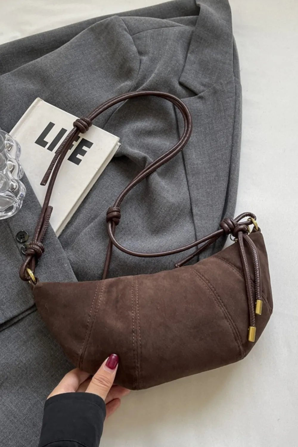 PU Leather Strap Suede Shoulder Bag - Cowgirltops.com