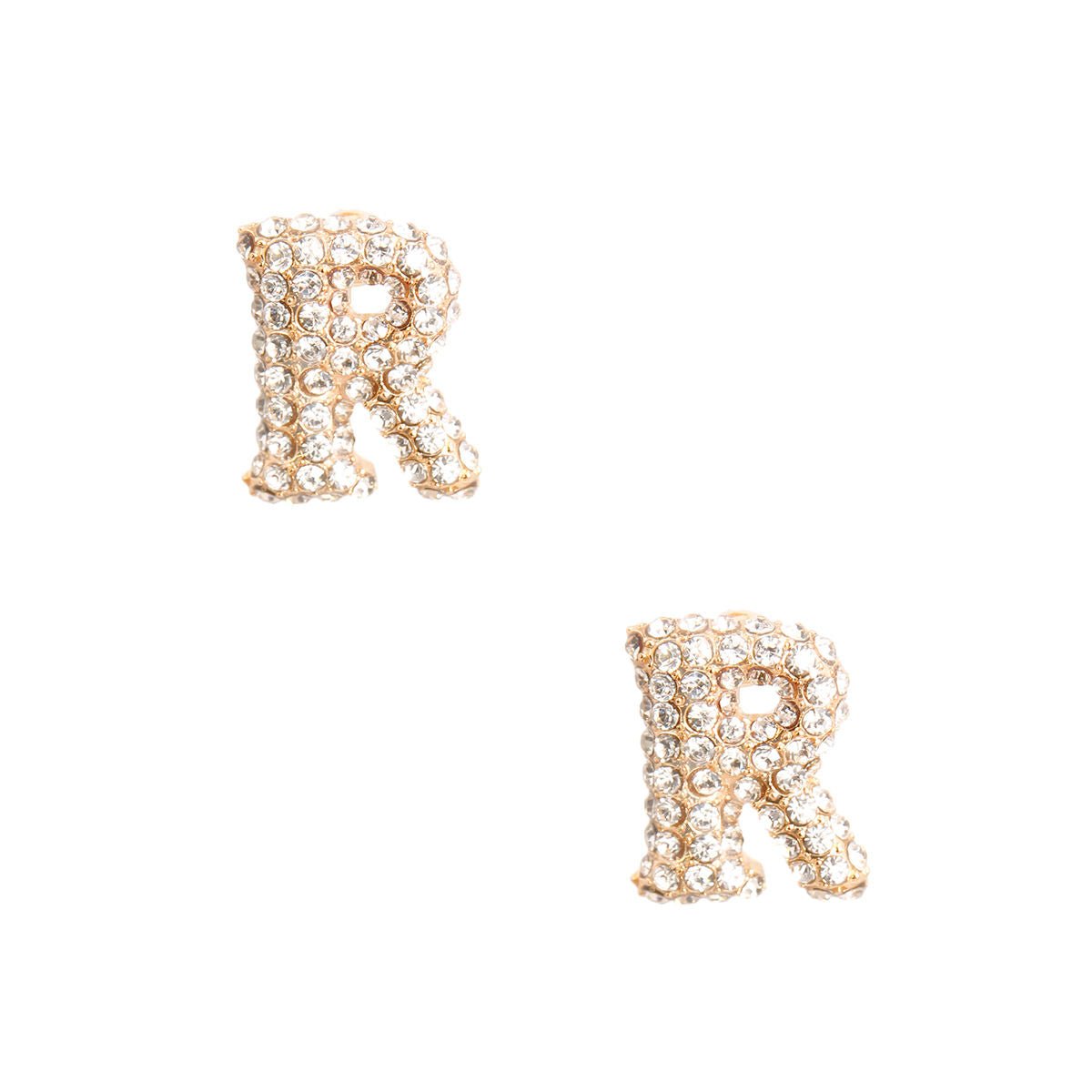 R Initial Rhinestone Studs - Cowgirltops.com