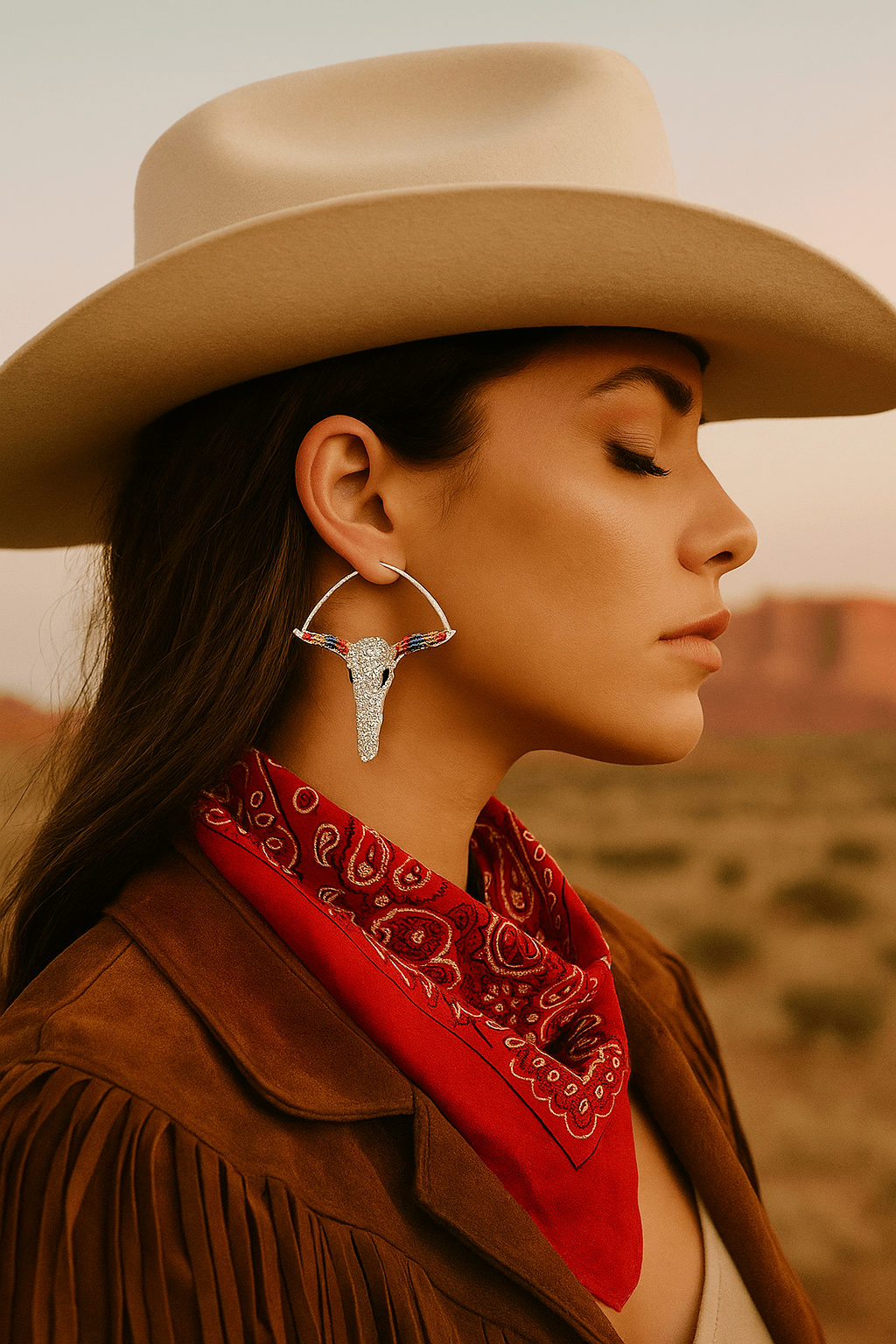 Rainbow Rhinestone Steer Hoops - Cowgirltops.com