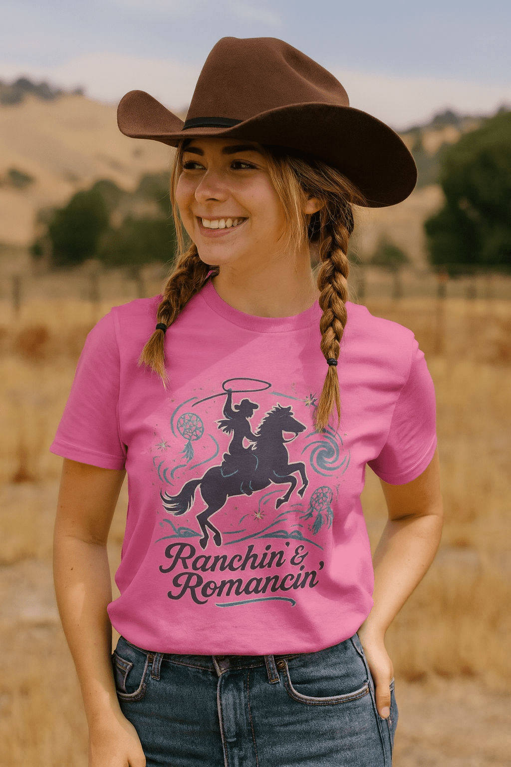 Ranchin' & Romancin' Womens T-Shirt - Cowgirltops.com