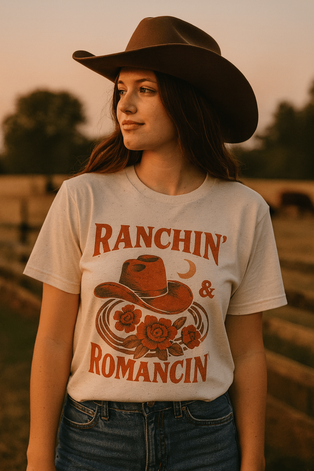 Ranchin’ & Romancin’ Womens Tee - Cowgirltops.com