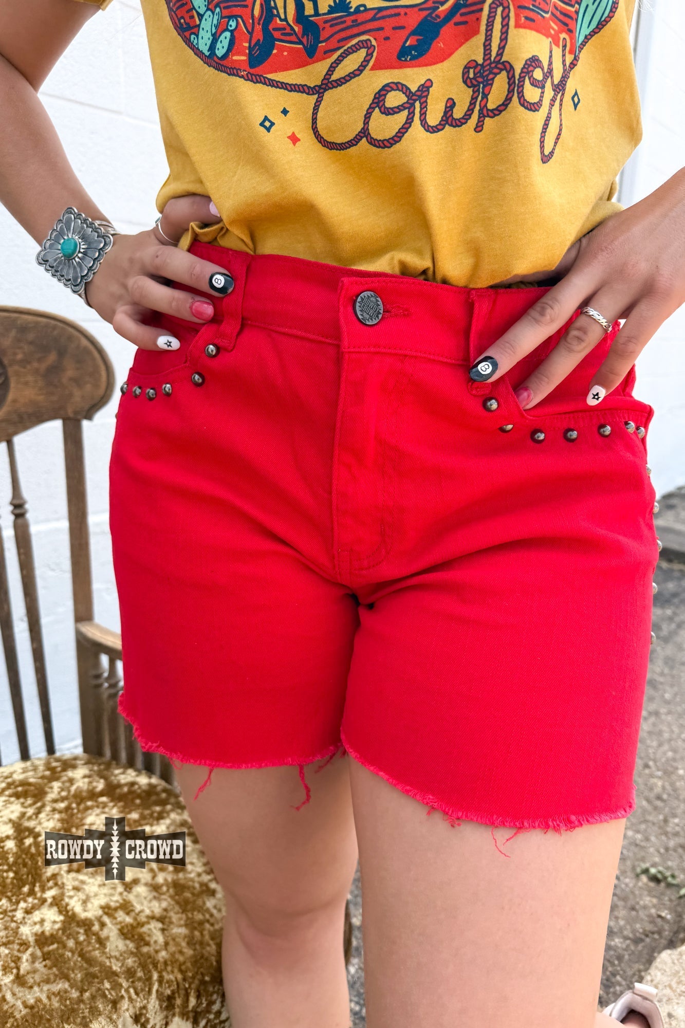 RED - Shenandoah Stud Shorts - Cowgirltops.com