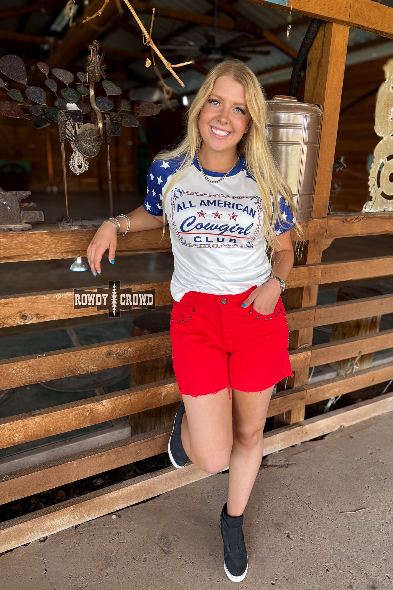 RED - Shenandoah Stud Shorts - Cowgirltops.com