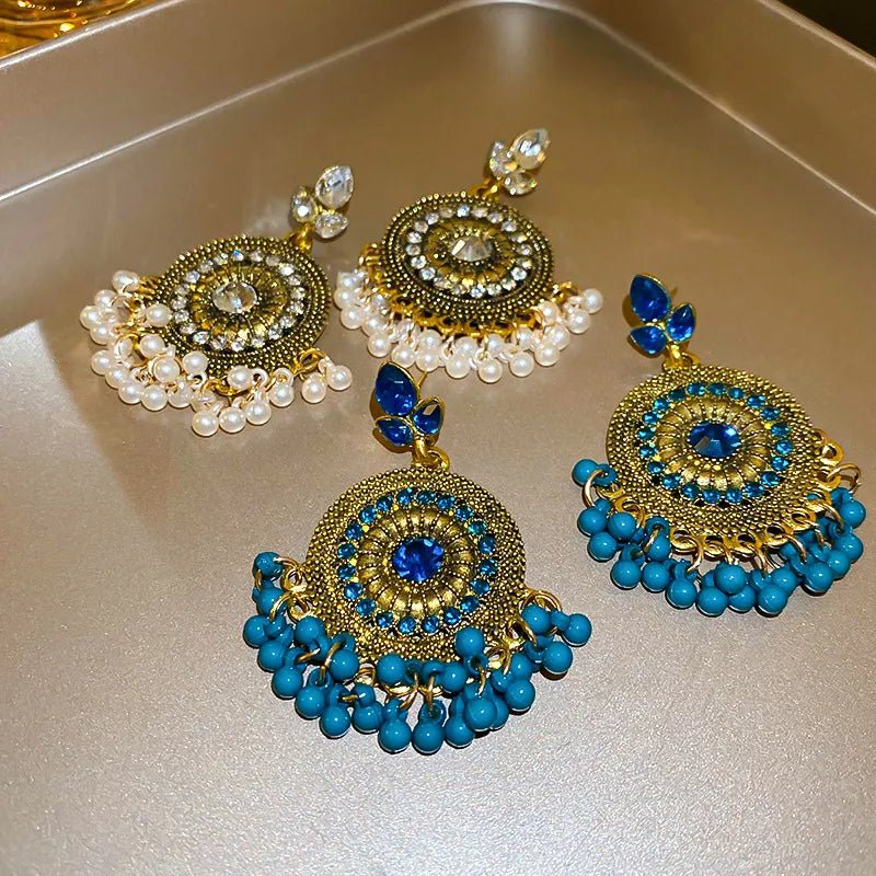 Rhinestone Alloy Bead Dangle Earrings - Cowgirltops.com