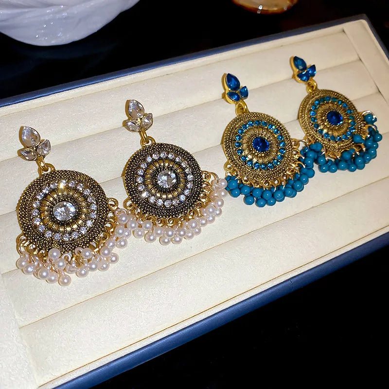 Rhinestone Alloy Bead Dangle Earrings - Cowgirltops.com