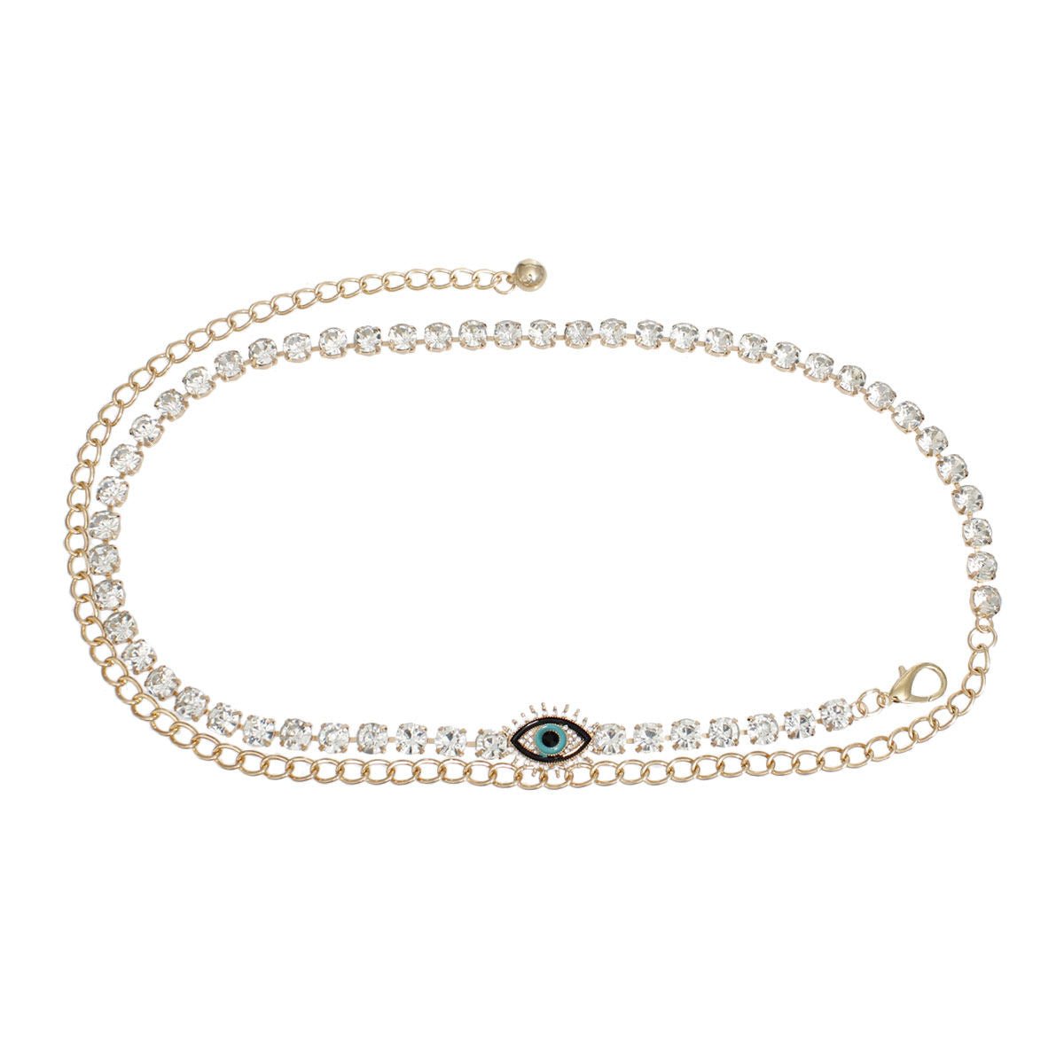 Rhinestone Belt Gold Evil Eye Chain Belt for Women - Cowgirltops.com