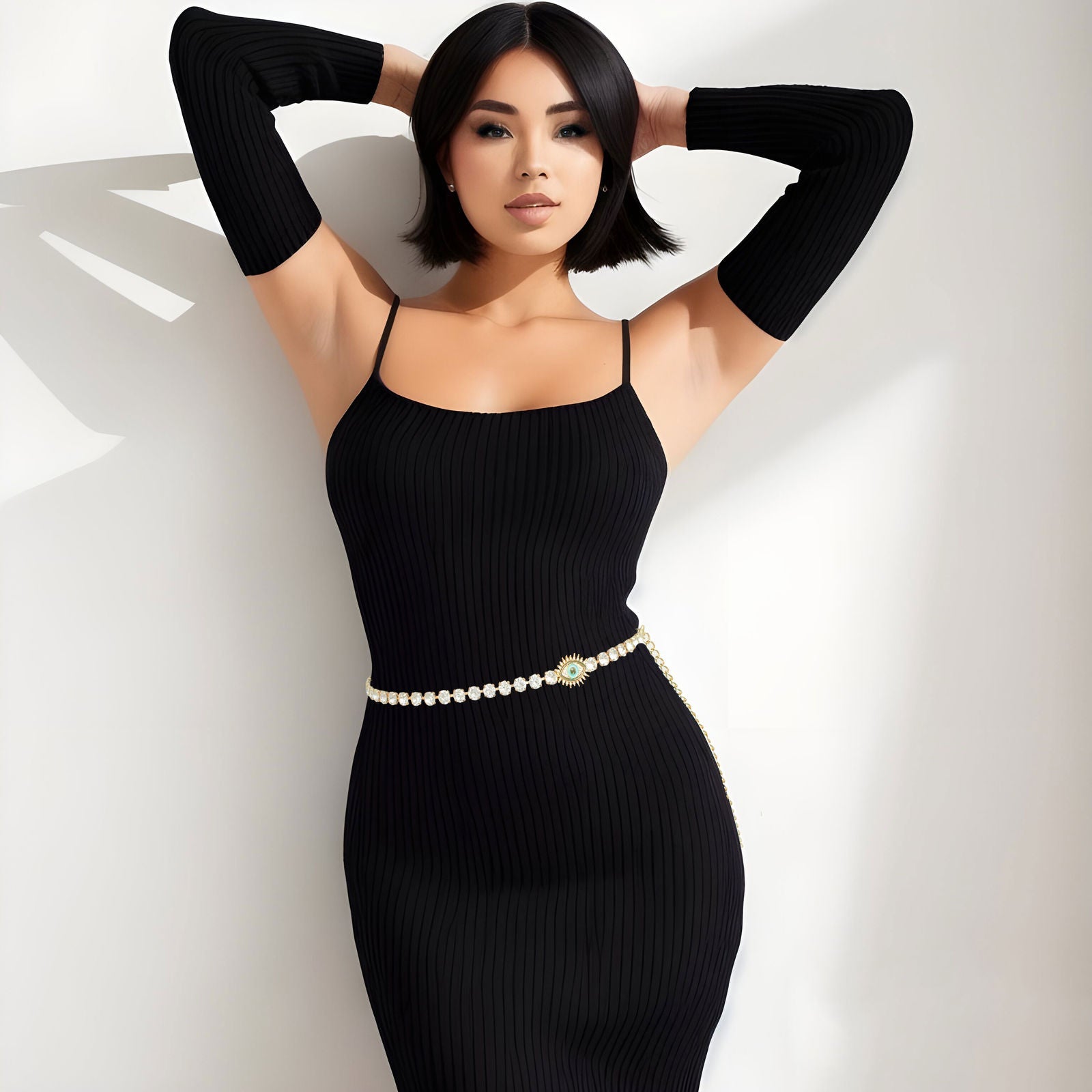 Rhinestone Belt Gold Evil Eye Chain Belt for Women - Cowgirltops.com