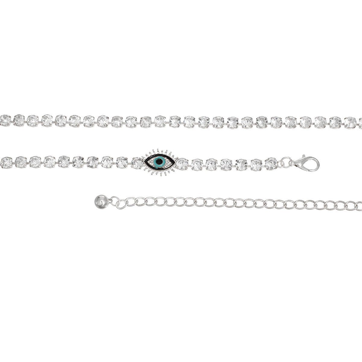 Rhinestone Belt Silver Evil Eye Chain for Women - Cowgirltops.com