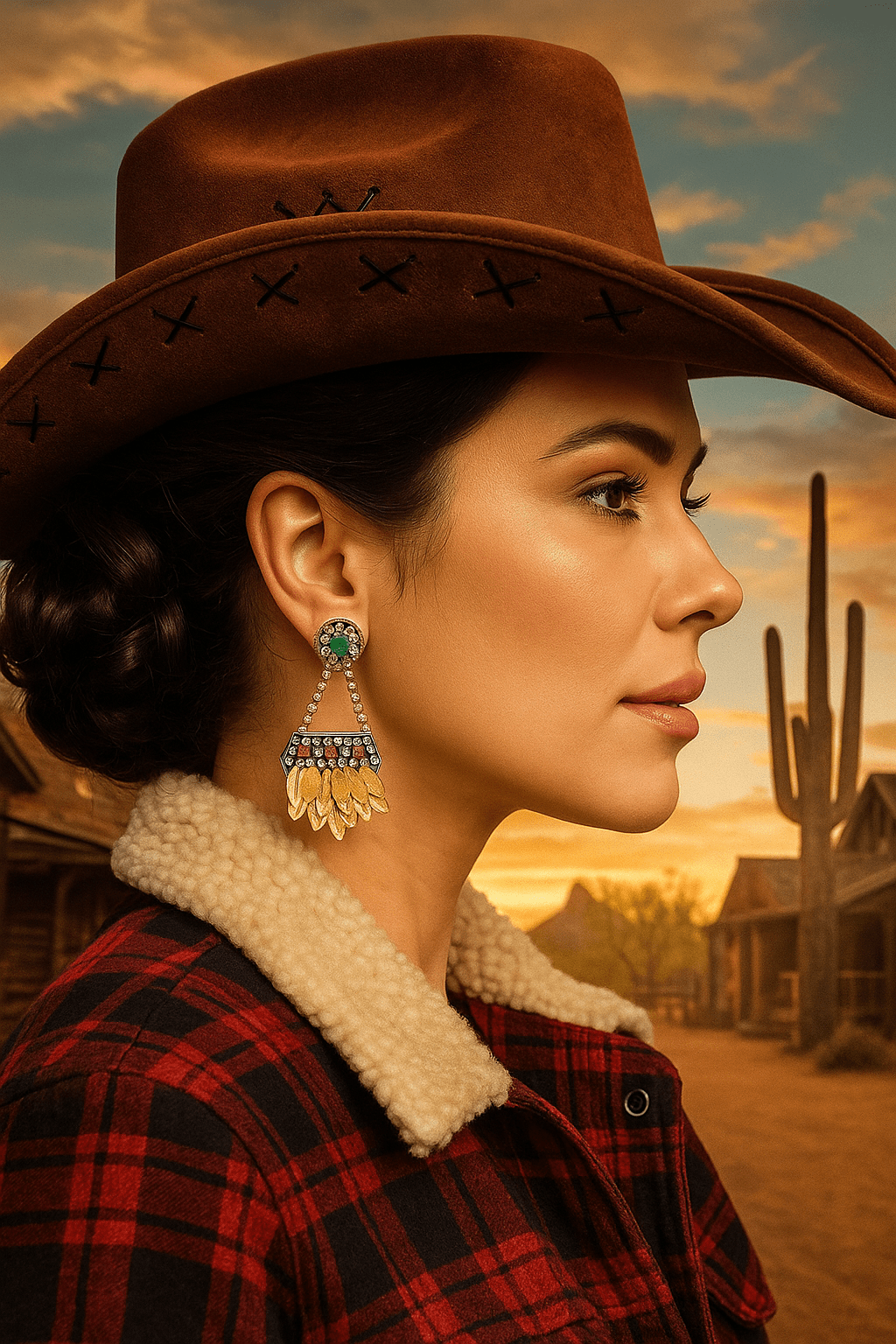 Rhinestone Hanging Leaves Earrings - Cowgirltops.com