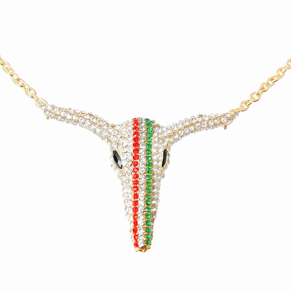 Rhinestone Steer Head Necklace - Cowgirltops.com