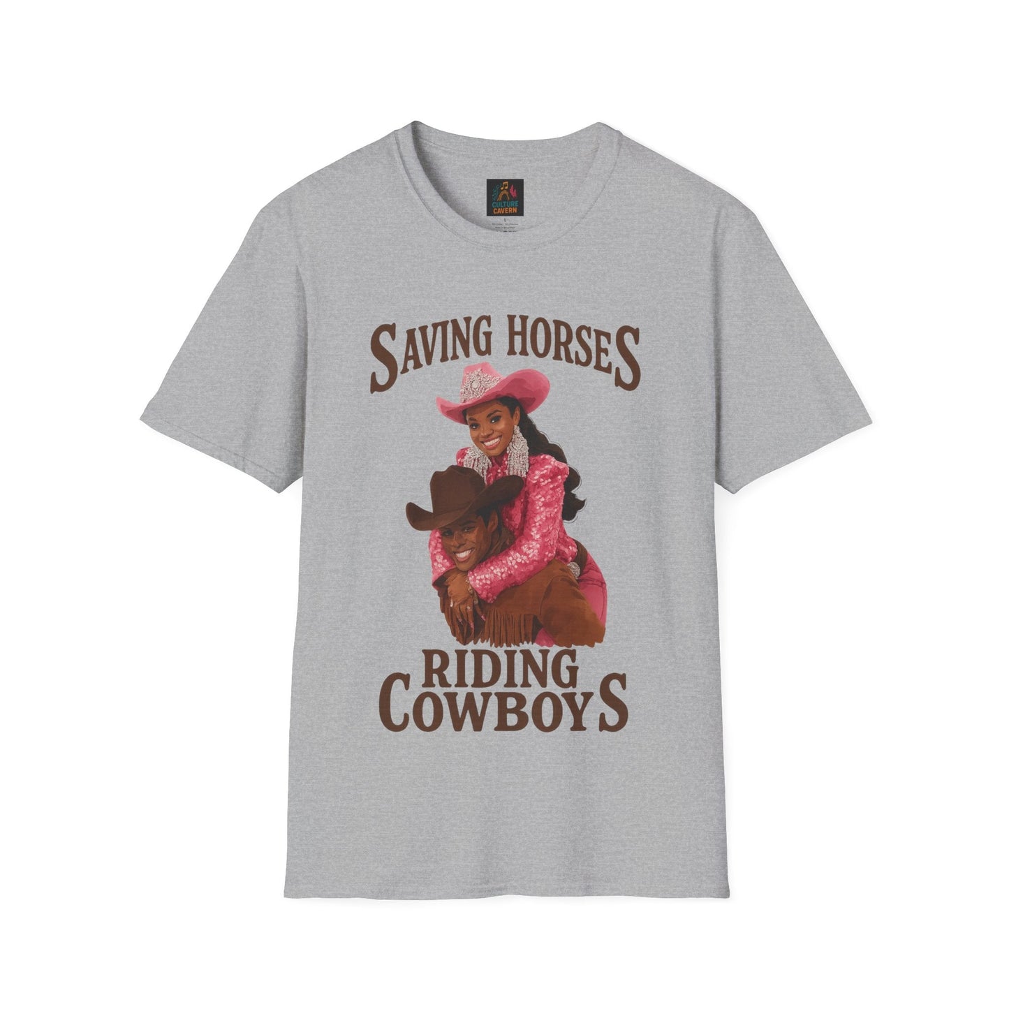 Saving Horses, Riding Cowboys, Womens T-shirt - Cowgirltops.com