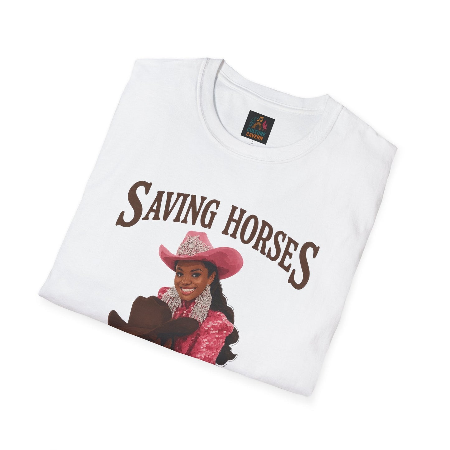 Saving Horses, Riding Cowboys, Womens T-shirt - Cowgirltops.com