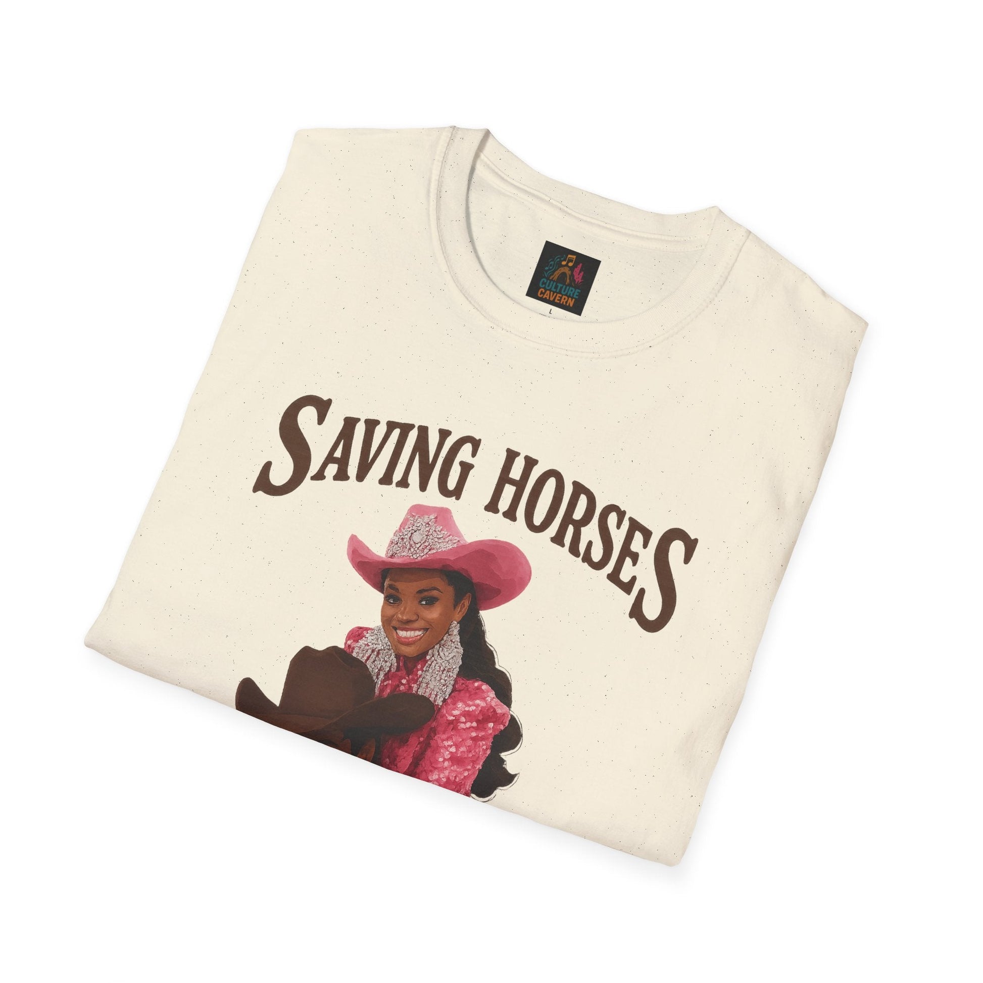 Saving Horses, Riding Cowboys, Womens T-shirt - Cowgirltops.com