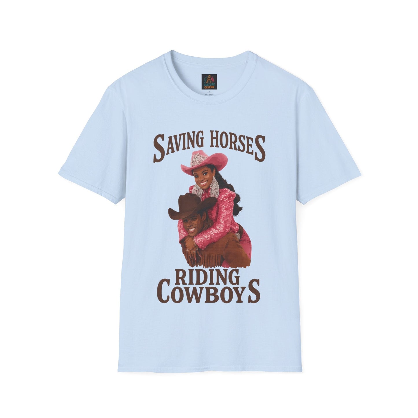 Saving Horses, Riding Cowboys, Womens T-shirt - Cowgirltops.com