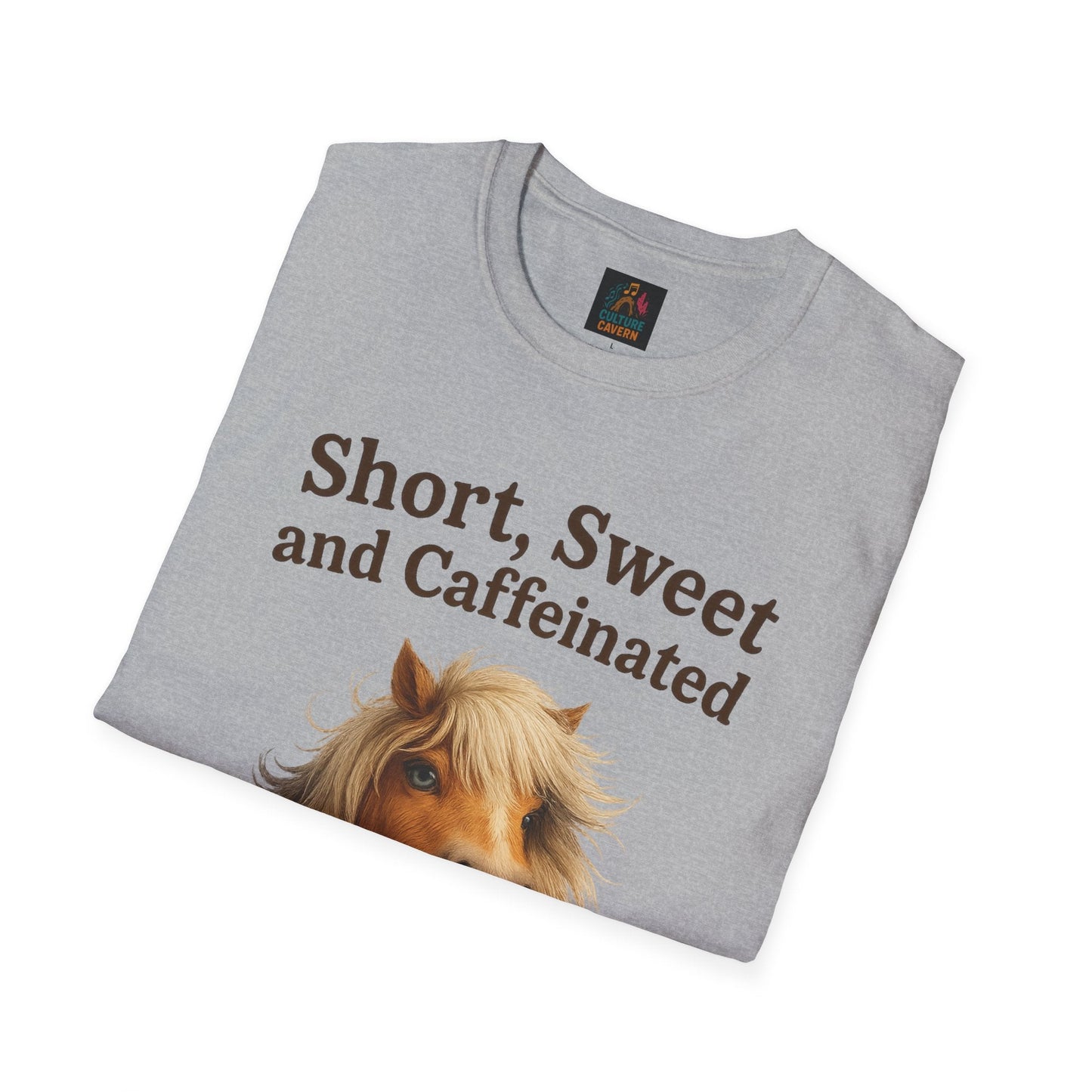 Short, Sweet, and Caffeinated Pony T-Shirt, Cute Animal Tee, Funny Coffee Shirt, Gift for Coffee Lovers, Unisex Funny Tee - Cowgirltops.com