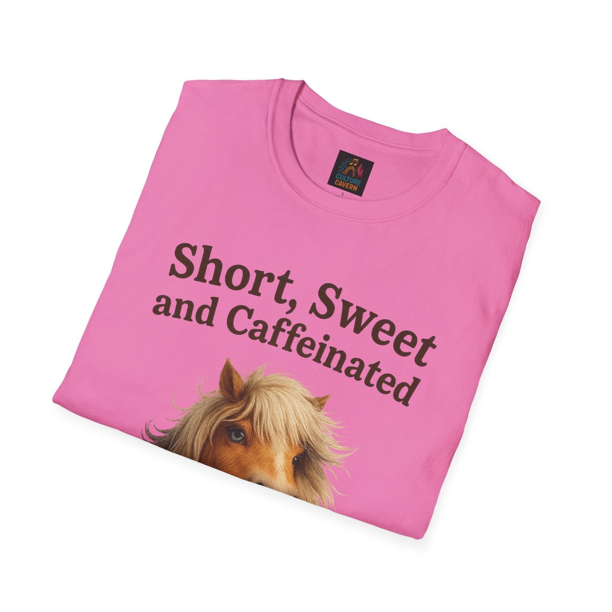 Short, Sweet, and Caffeinated Pony T-Shirt, Cute Animal Tee, Funny Coffee Shirt, Gift for Coffee Lovers, Unisex Funny Tee - Cowgirltops.com