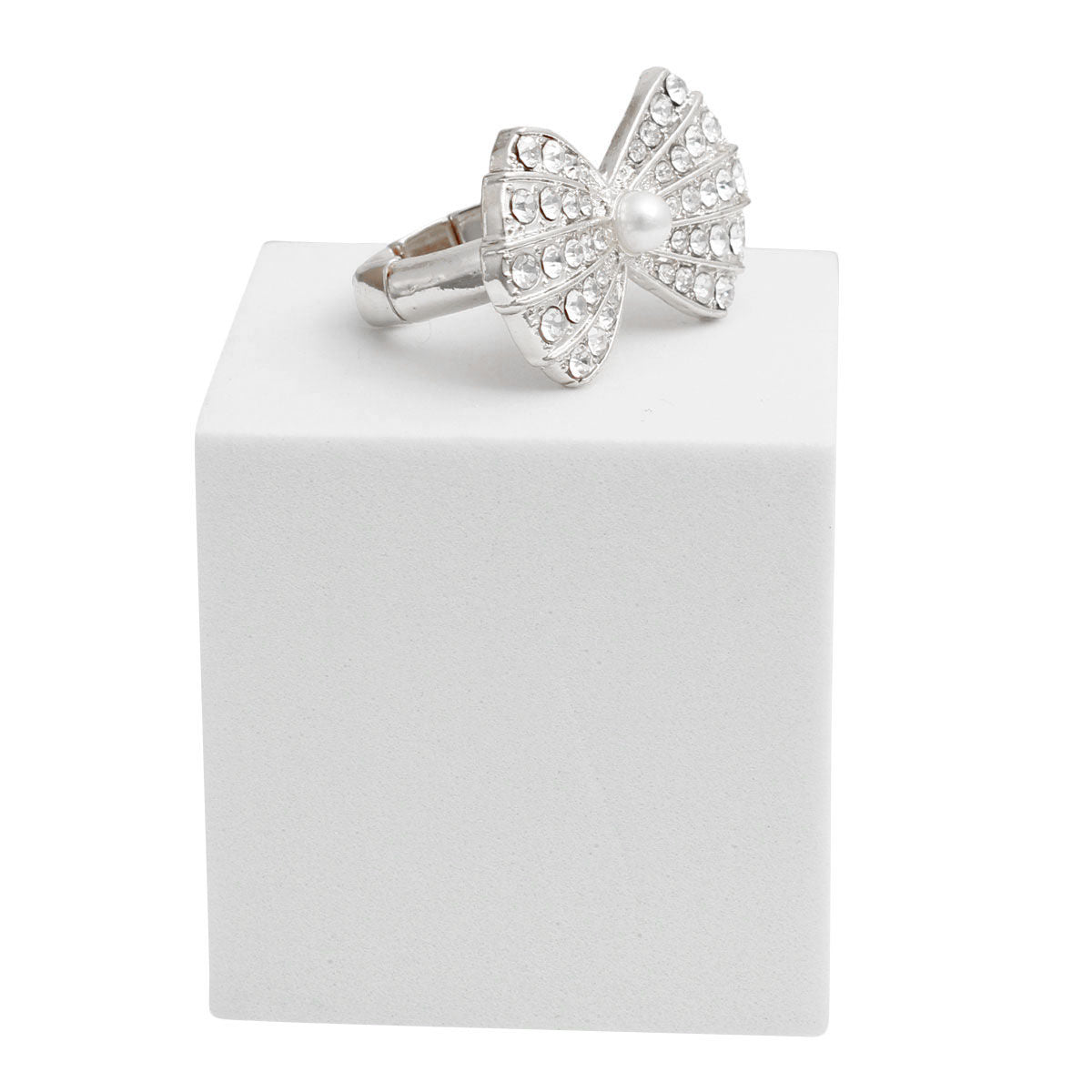 Silver Rhinestone Bow Ring - Cowgirltops.com