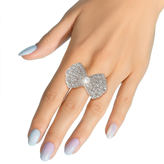 Silver Rhinestone Bow Ring - Cowgirltops.com