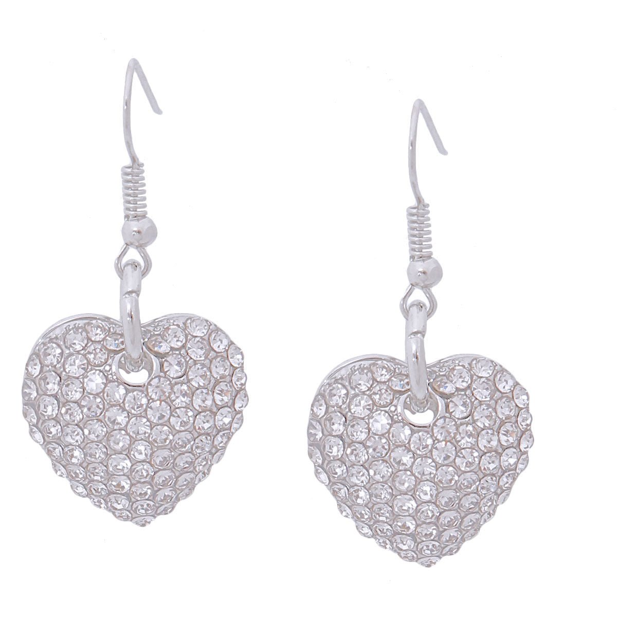Silver Rhinestone Heart Fish Hooks - Cowgirltops.com