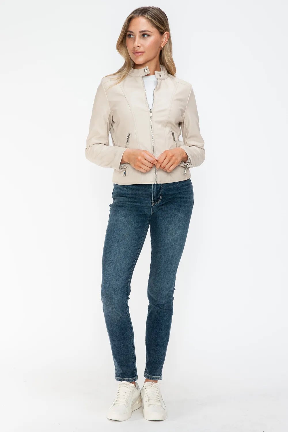 Snobbish PU Leather Zip Up Jacket with Pockets - Cowgirltops.com