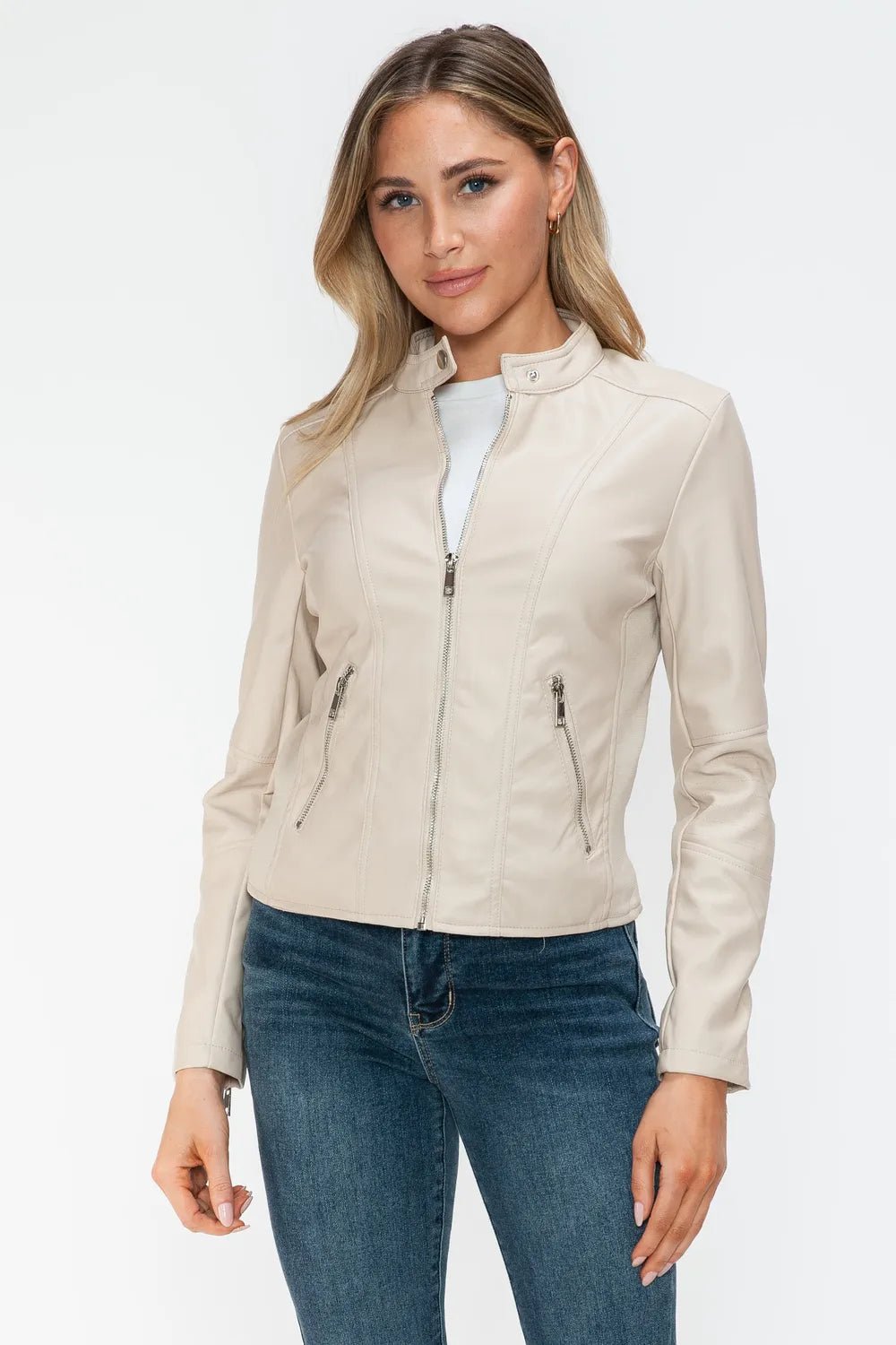 Snobbish PU Leather Zip Up Jacket with Pockets - Cowgirltops.com