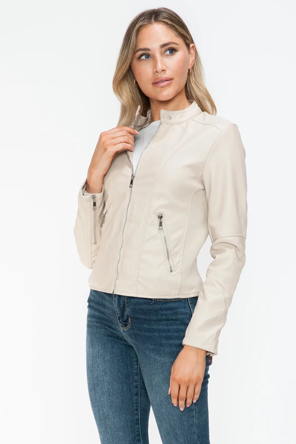 Snobbish PU Leather Zip Up Jacket with Pockets - Cowgirltops.com