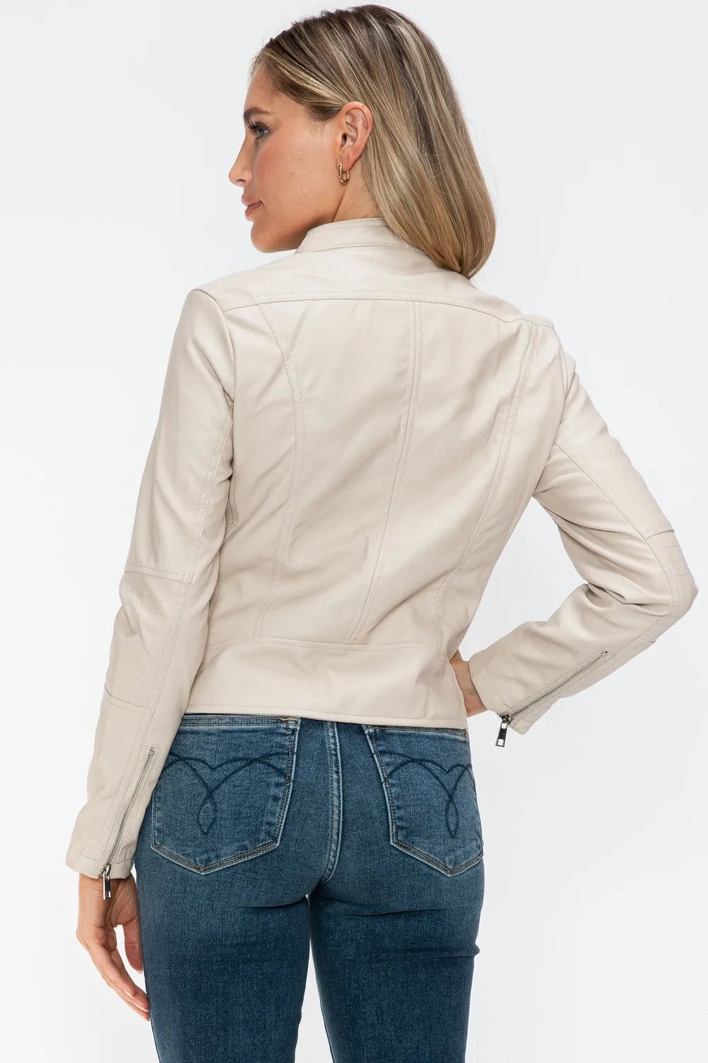 Snobbish PU Leather Zip Up Jacket with Pockets - Cowgirltops.com
