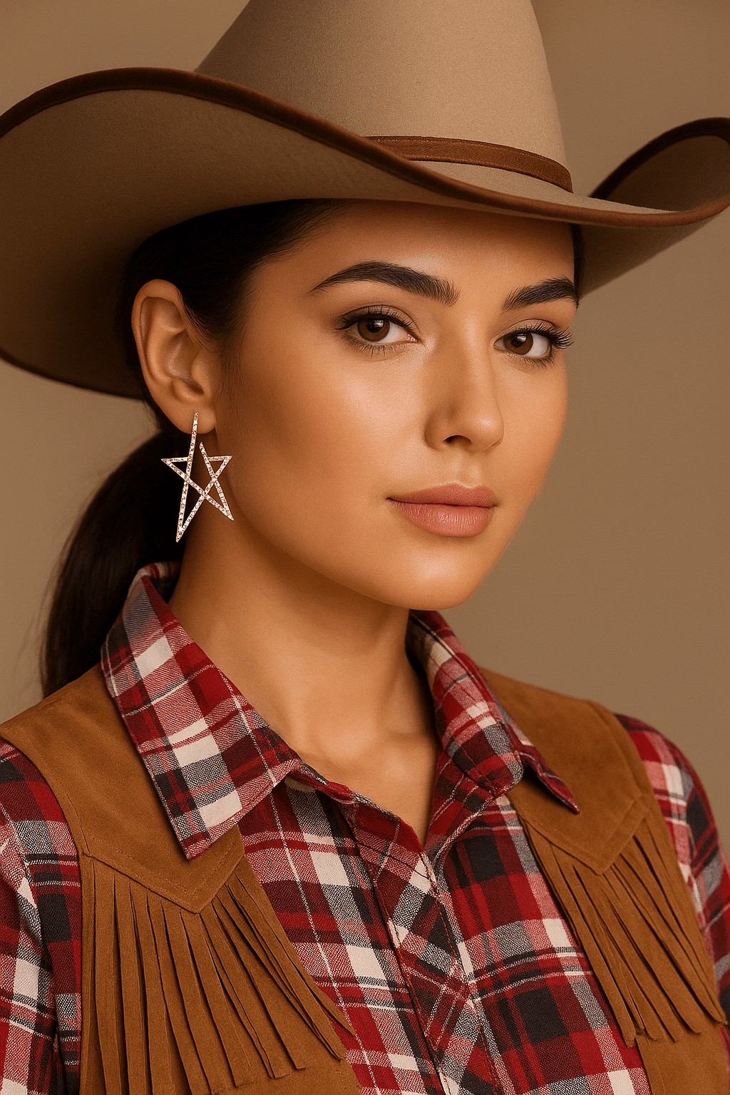 Stud Gold Rhinestone Angled Star Earrings - Cowgirltops.com