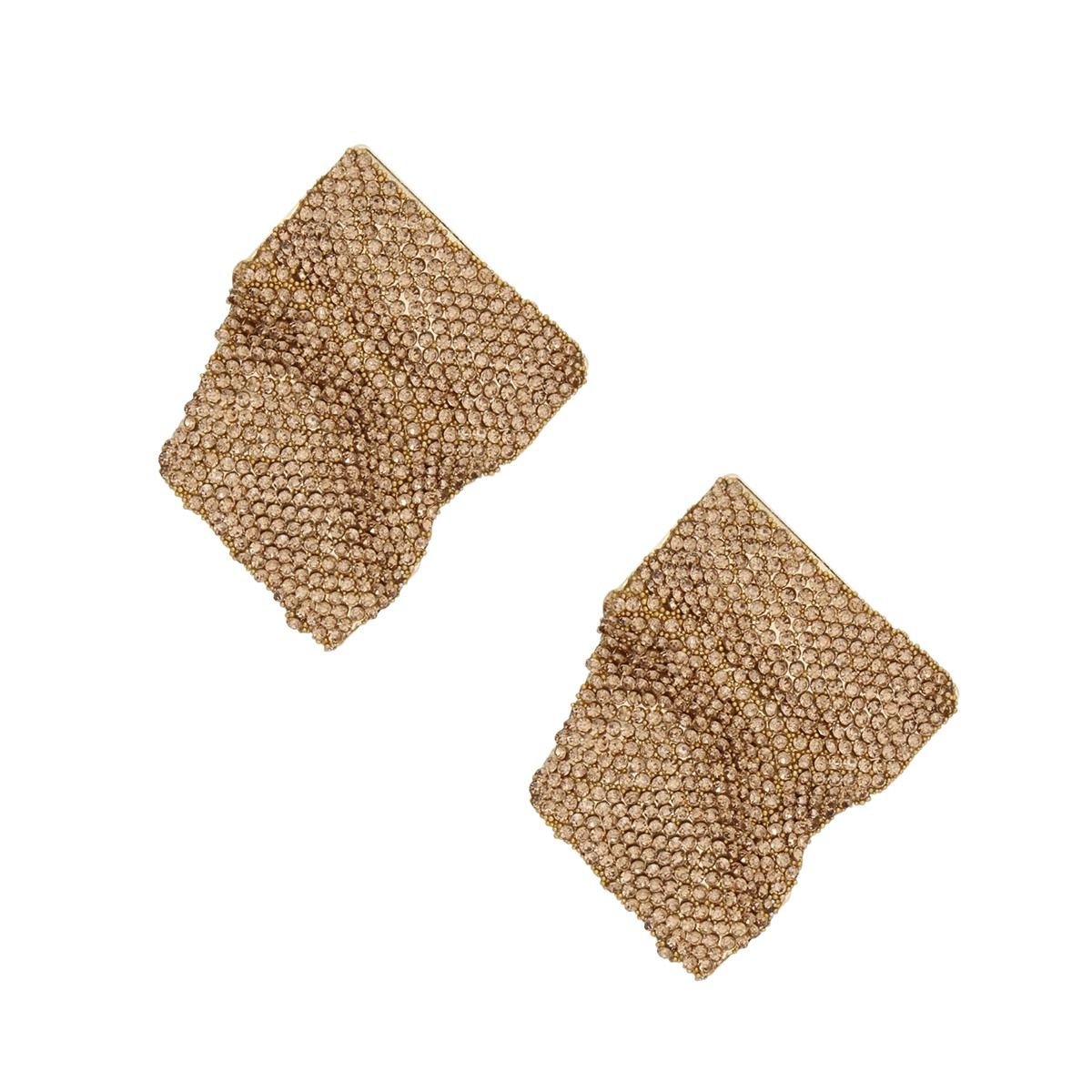 Studs Wavy Brown Rhinestone Glam Earrings Women - Cowgirltops.com