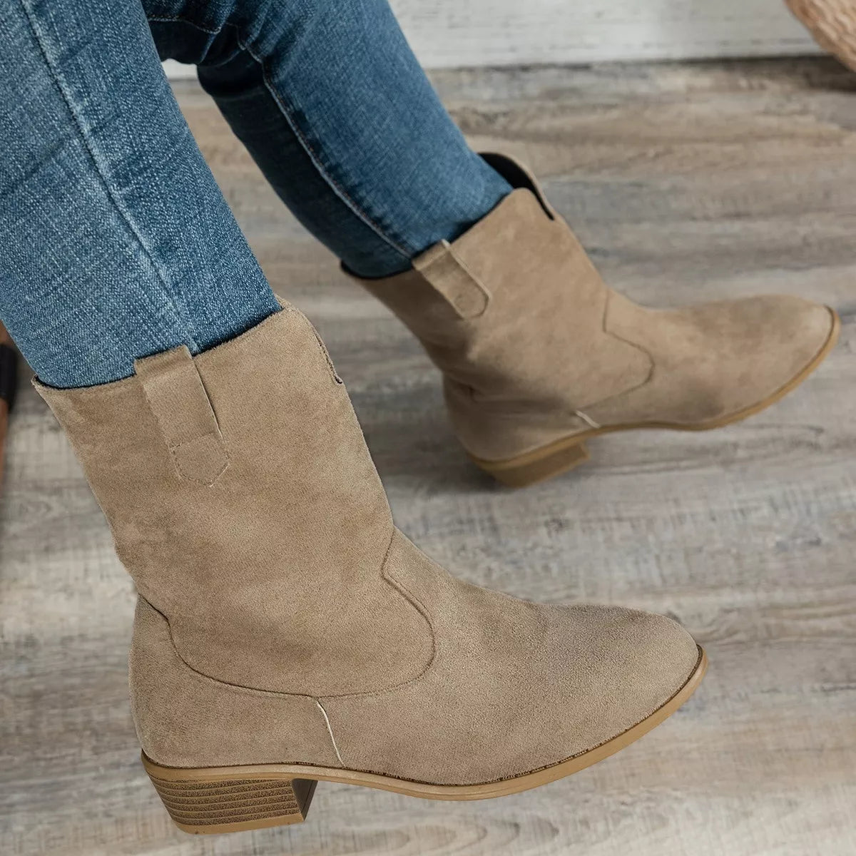 Suede Block Heel Western Boots - Cowgirltops.com