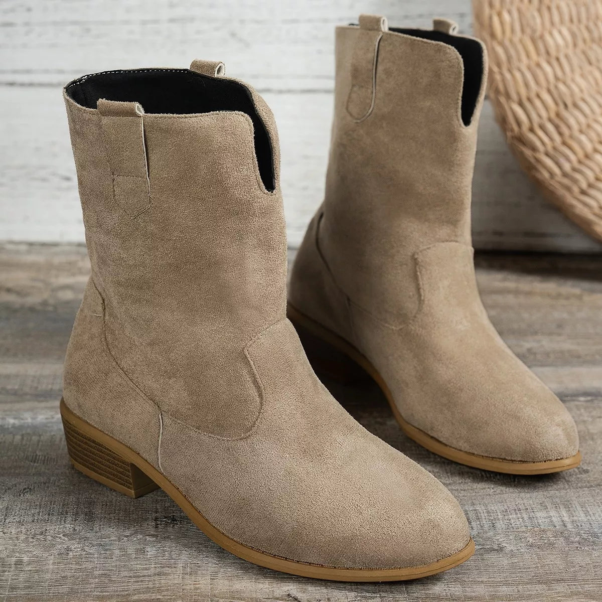 Suede Block Heel Western Boots - Cowgirltops.com