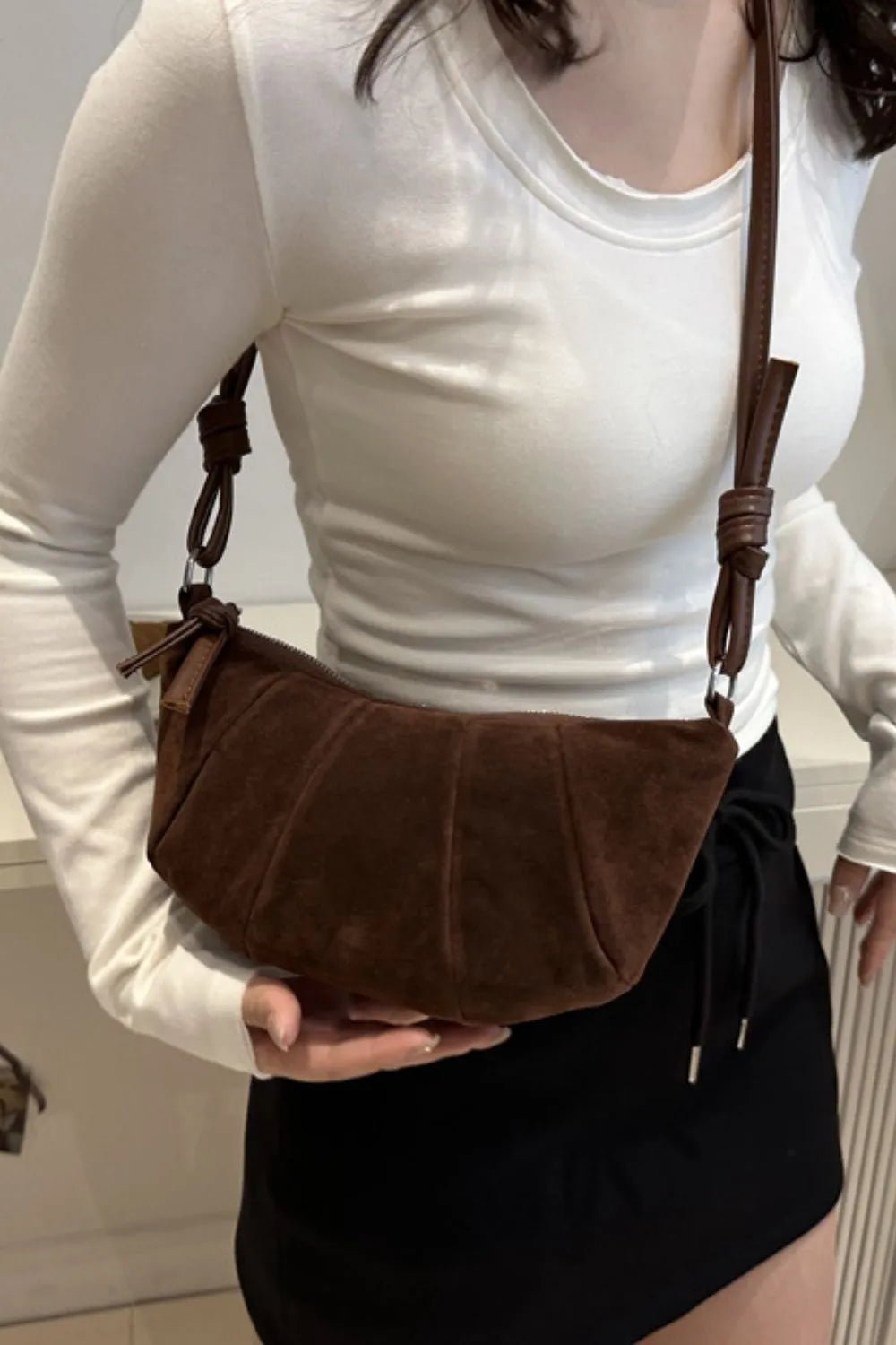 Suede Croissant Shape Shoulder Bag - Cowgirltops.com