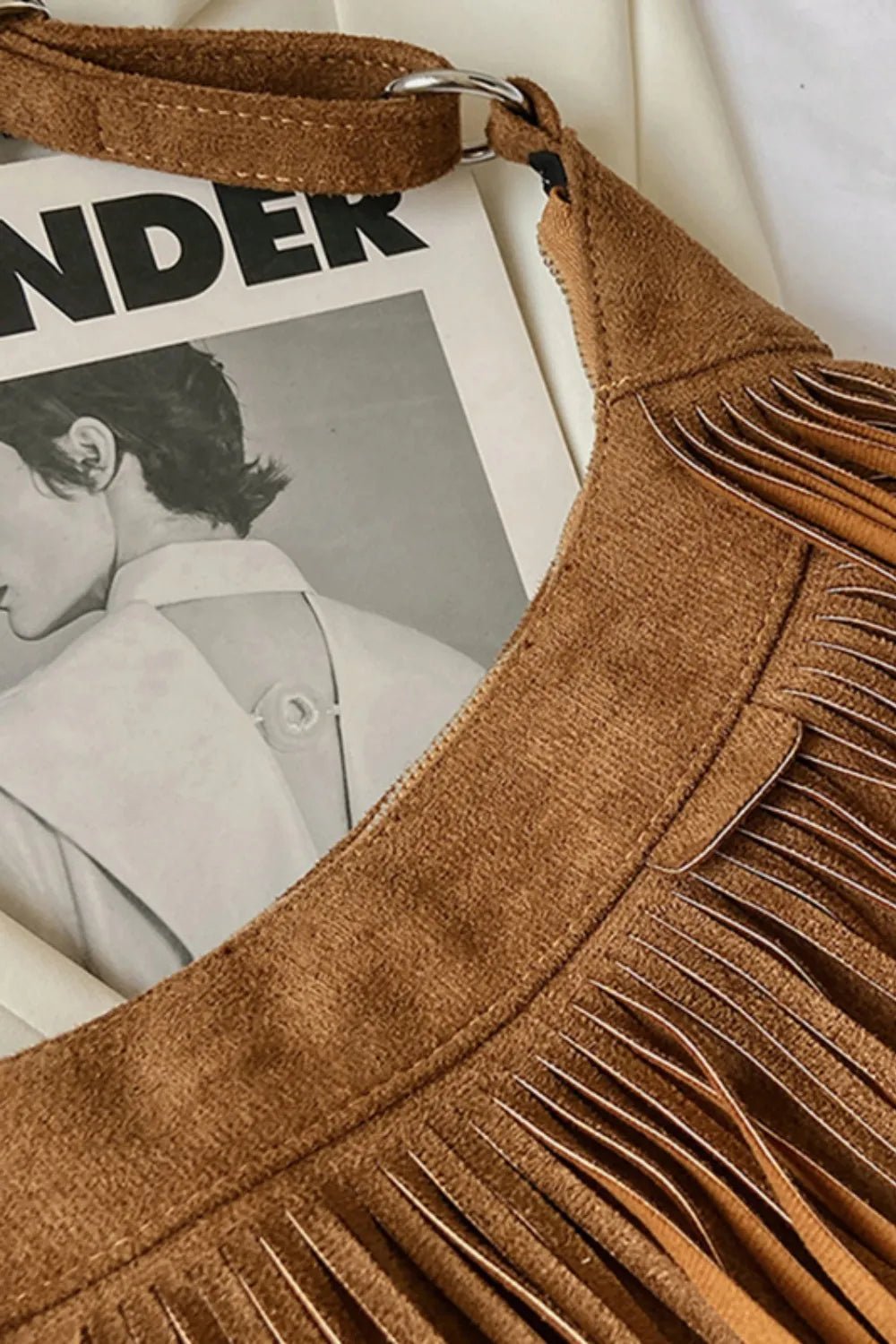 Suede Fringe Adjustable Strap Shoulder Bag - Cowgirltops.com