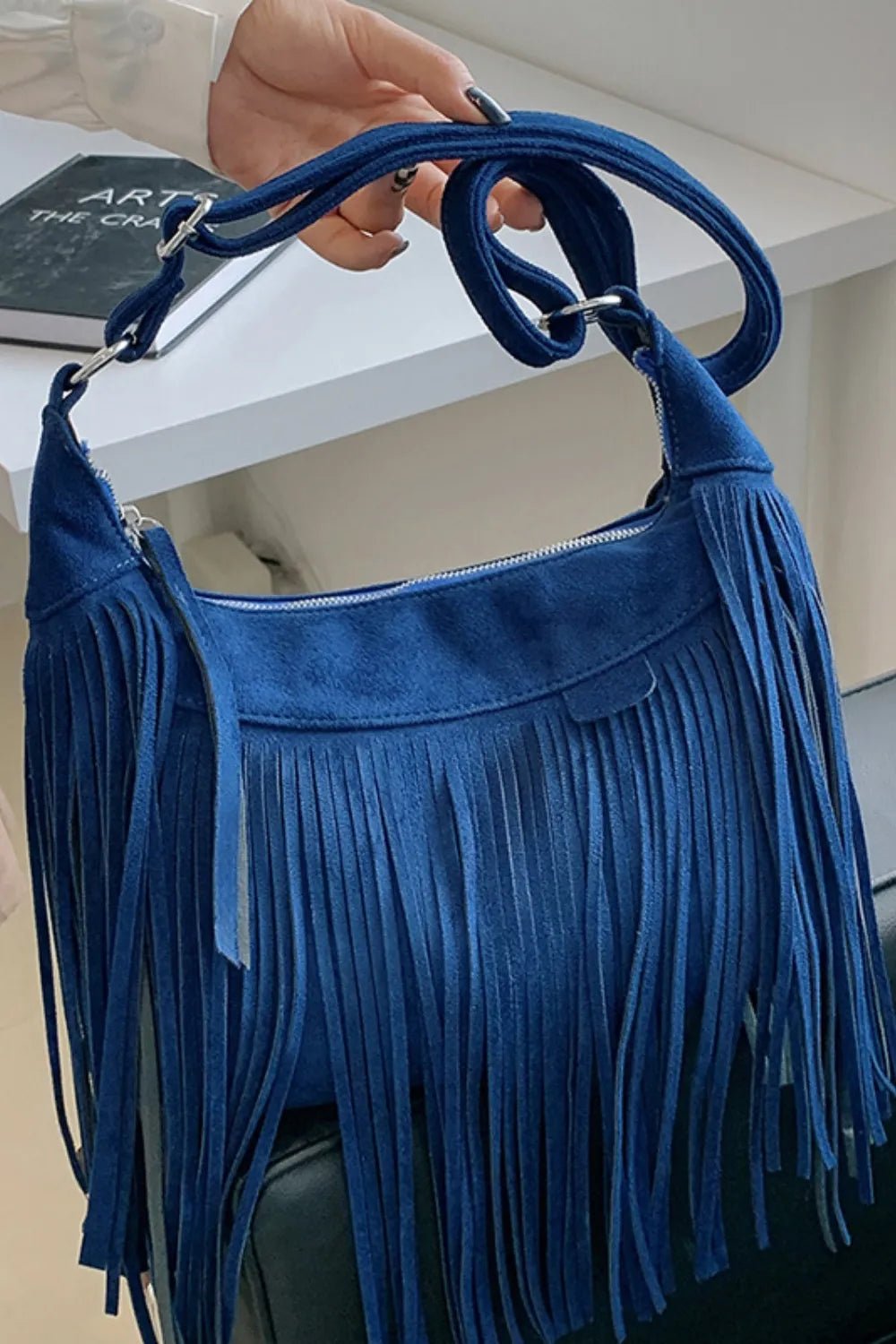 Suede Fringe Adjustable Strap Shoulder Bag - Cowgirltops.com