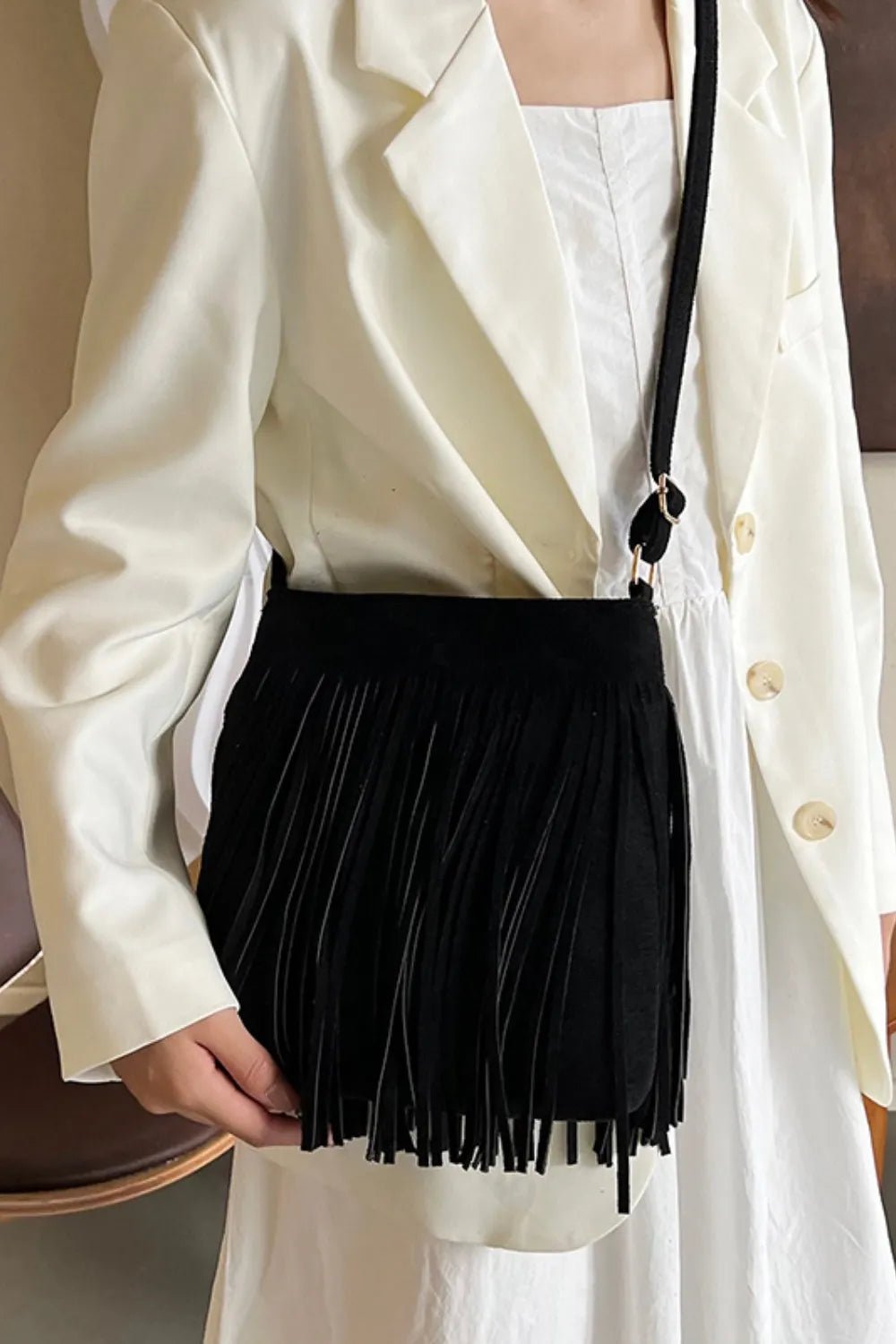 Suede Fringe Shoulder Bag - Cowgirltops.com