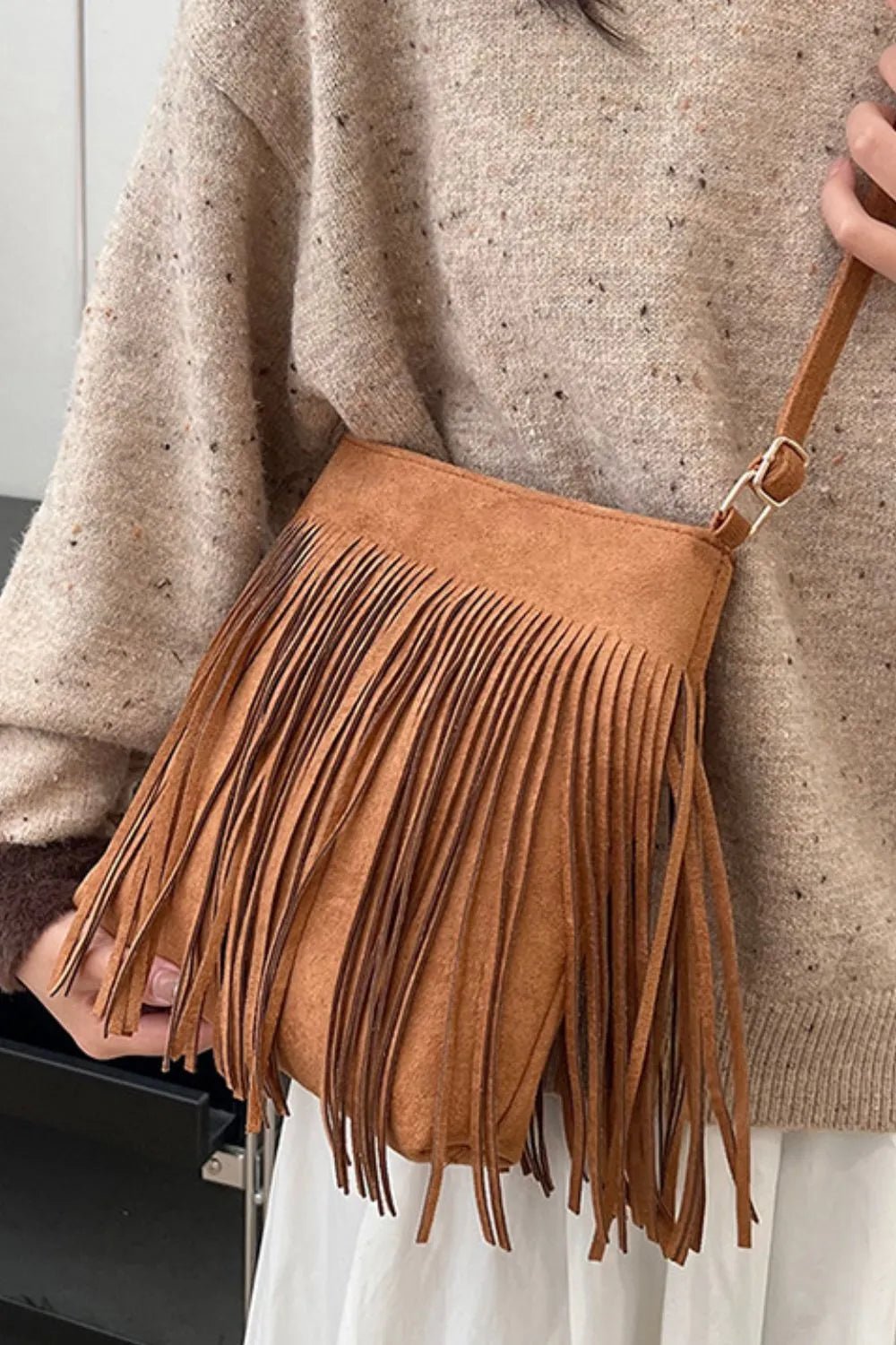 Suede Fringe Shoulder Bag - Cowgirltops.com