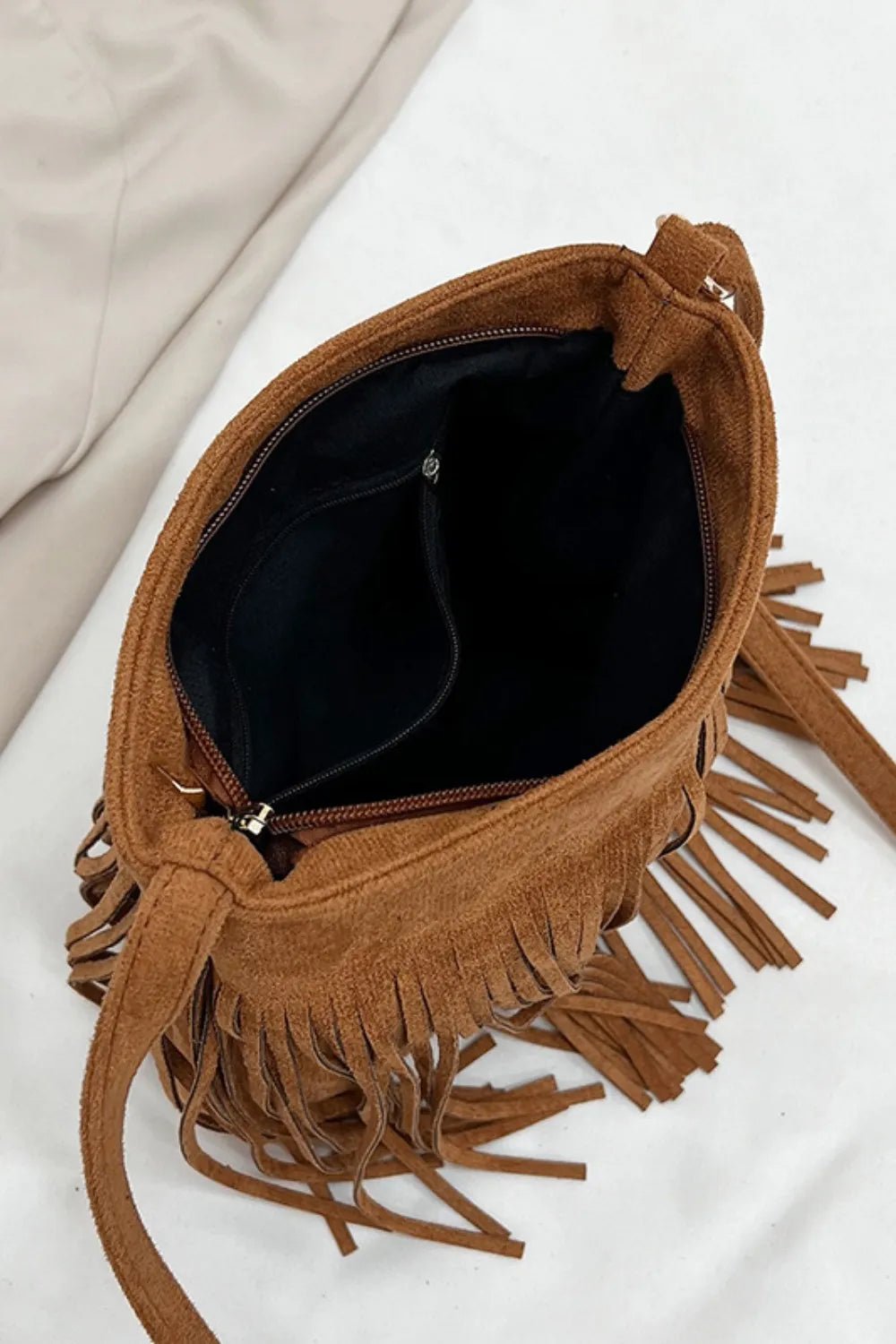 Suede Fringe Shoulder Bag - Cowgirltops.com