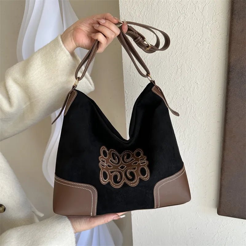 Suede Patch Adjustable Strap Tote Bag - Cowgirltops.com