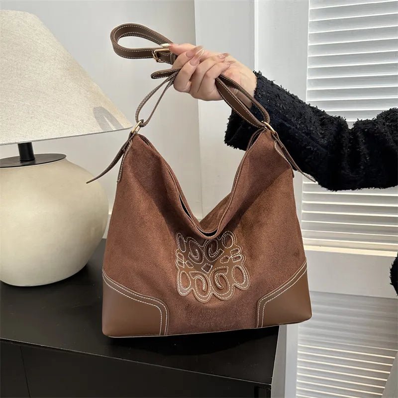 Suede Patch Adjustable Strap Tote Bag - Cowgirltops.com