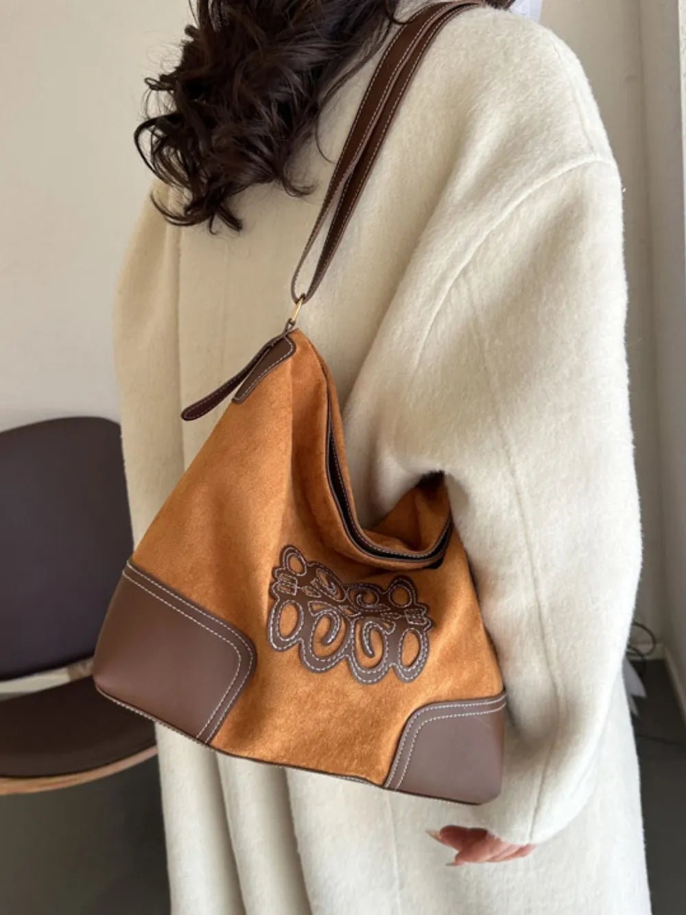 Suede Patch Adjustable Strap Tote Bag - Cowgirltops.com