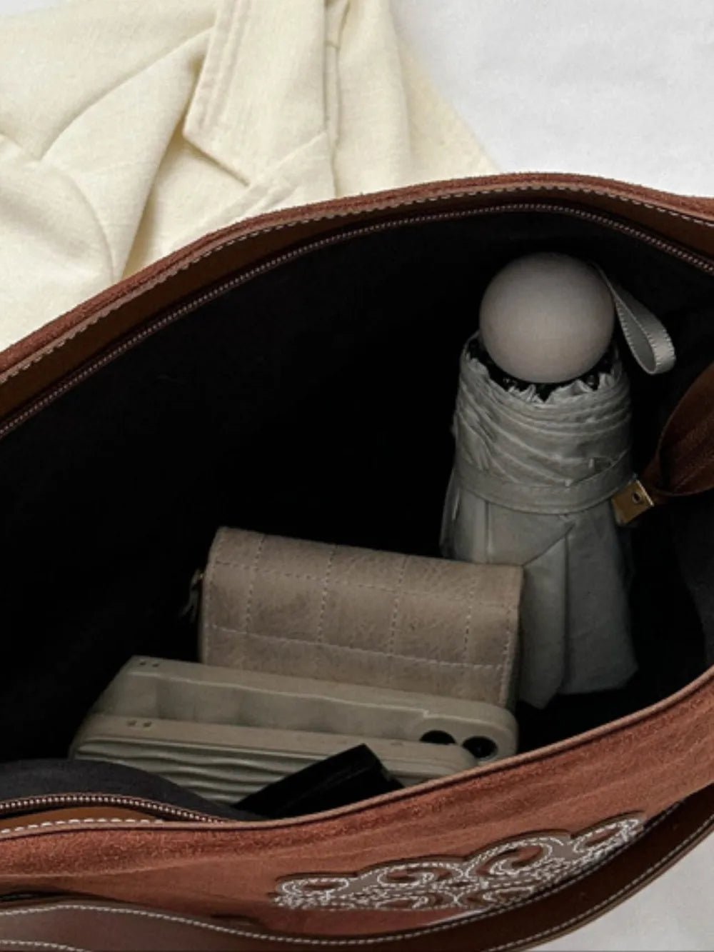 Suede Patch Adjustable Strap Tote Bag - Cowgirltops.com