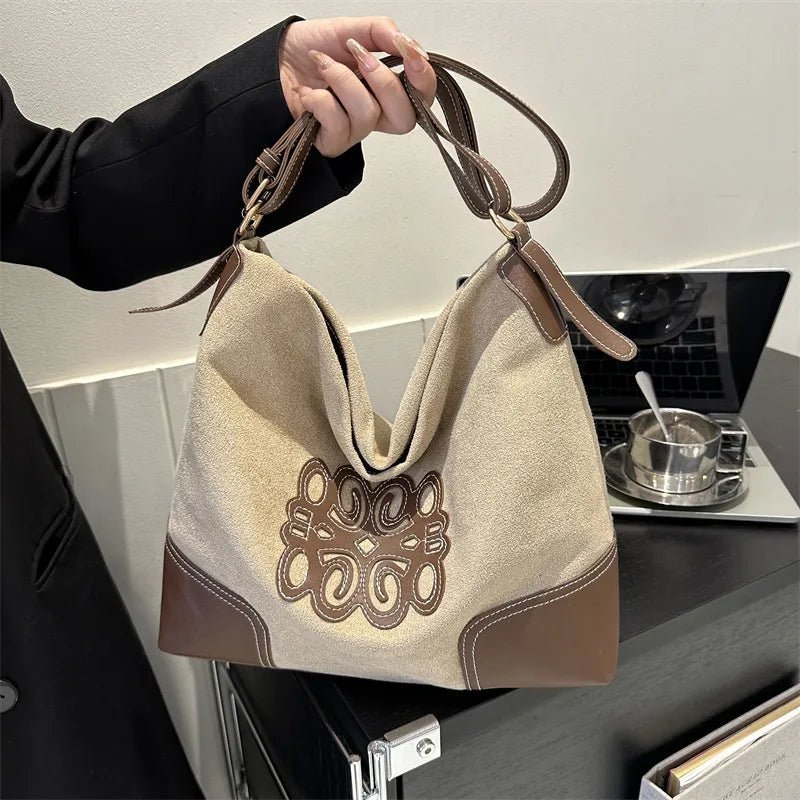 Suede Patch Adjustable Strap Tote Bag - Cowgirltops.com