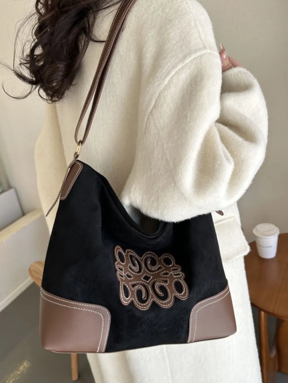 Suede Patch Adjustable Strap Tote Bag - Cowgirltops.com