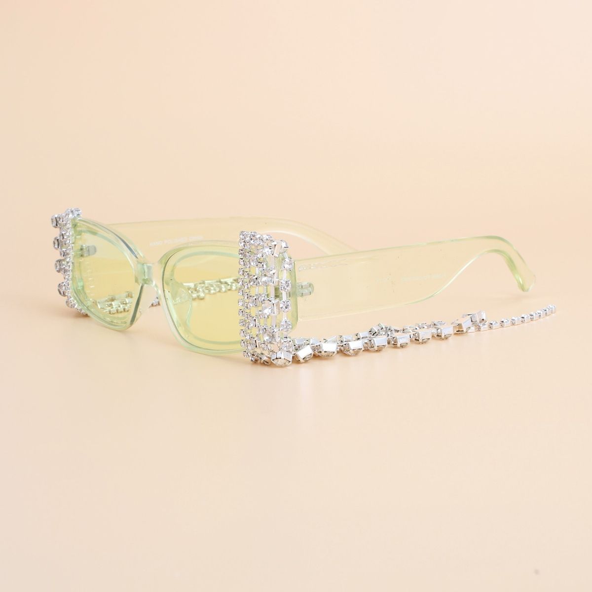 Sunglasses Green Rectangle Rhinestone Fringe - Cowgirltops.com